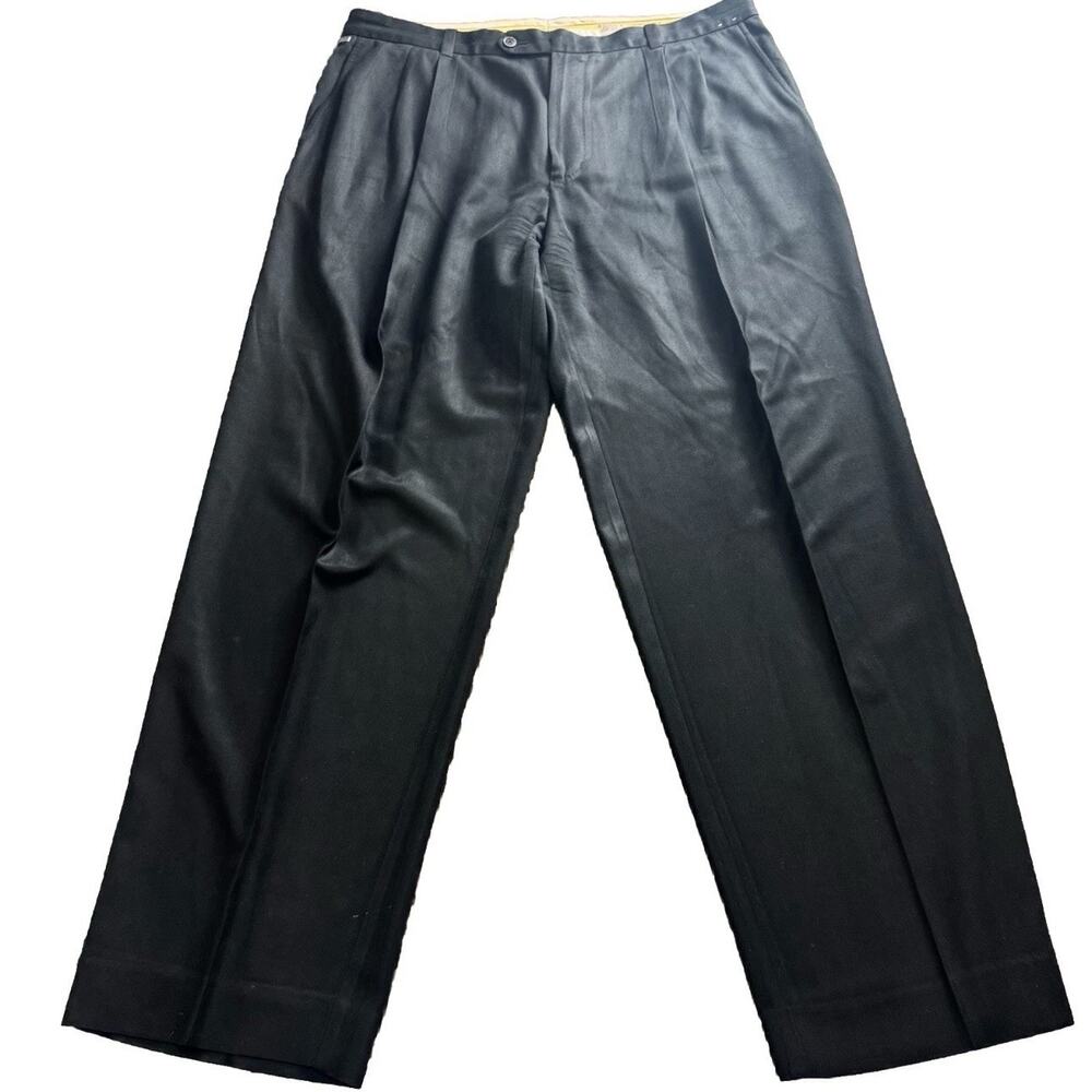 Tommy Bahama Silk Pants Mens 40x32 Black Pleated Dress Slacks